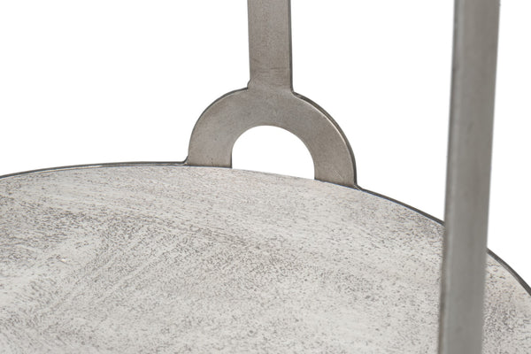 Sarreid Phin End Table: Stylish Grey & White Top With Gunmetal Base - Modern Iron & Mango Wood Design Grey  53834