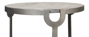 Sarreid Phin End Table: Stylish Grey & White Top With Gunmetal Base - Modern Iron & Mango Wood Design Grey  53834