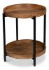 Sarreid Profile Round End Table - Stylish Mango Wood Top With Black Iron Base For Modern Living Spaces Brown  53837