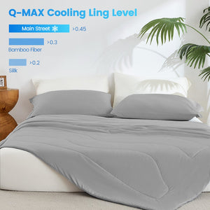 English Elm 1-piece Queen Cooling Comforter Nylon Spandex Shell Wave Quilted Breathable Lightweight Fill Gray B035P408408