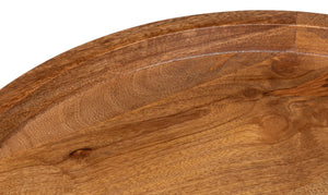 Sarreid Profile Round End Table - Stylish Mango Wood Top With Black Iron Base For Modern Living Spaces Brown  53837