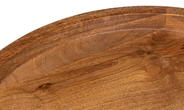 Sarreid Profile Round End Table - Stylish Mango Wood Top With Black Iron Base For Modern Living Spaces Brown  53837