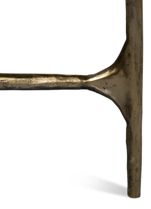 Sarreid Gimlet Round End Table - Stylish Iron Frame With Elegant Brass Coating & Luxurious Marble Top White  53838