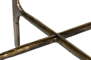 Sarreid Gimlet Round End Table - Stylish Iron Frame With Elegant Brass Coating & Luxurious Marble Top White  53838