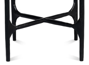 Sarreid Anapa Round End Table - Stylish Iron Frame With Elegant Marble Top For Modern Home Décor Accent White  53839