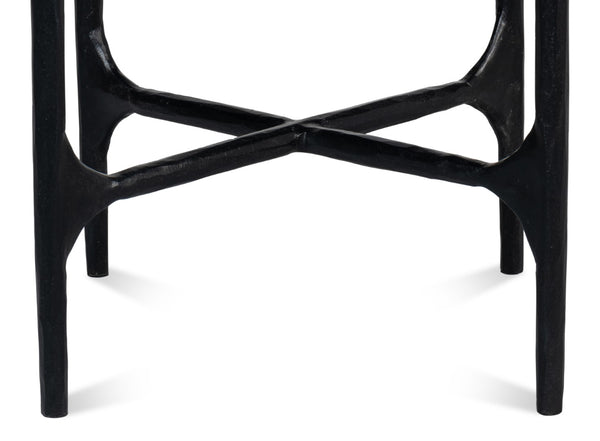 Sarreid Anapa Round End Table - Stylish Iron Frame With Elegant Marble Top For Modern Home Décor Accent White  53839