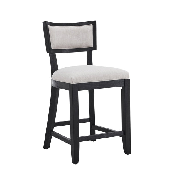 English Elm Christopher Knight Home® - 26.5" Counter Stools Set of 2 Upholstered Farmhouse Bar Stools with Curved Back, Footrest, Solid Wood Frame Beige+Black 72643.00BGECHOC