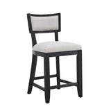 Christopher Knight Home® - Noble House - - 26.5" Counter Stools Set Of 2, Upholstered Counter Height Bar Stools With Comfy Back, Solid Rubber Wood Frame, Backrest, Footrest, Armless Barstools For Home Bar, Kitchen Counter, Beige & Black