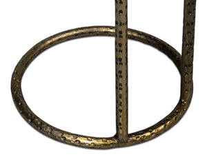 Sarreid Gibson Round End Table - Elegant Hammered Iron Base With Luxurious Marble Top For Modern Living Rooms White  53840