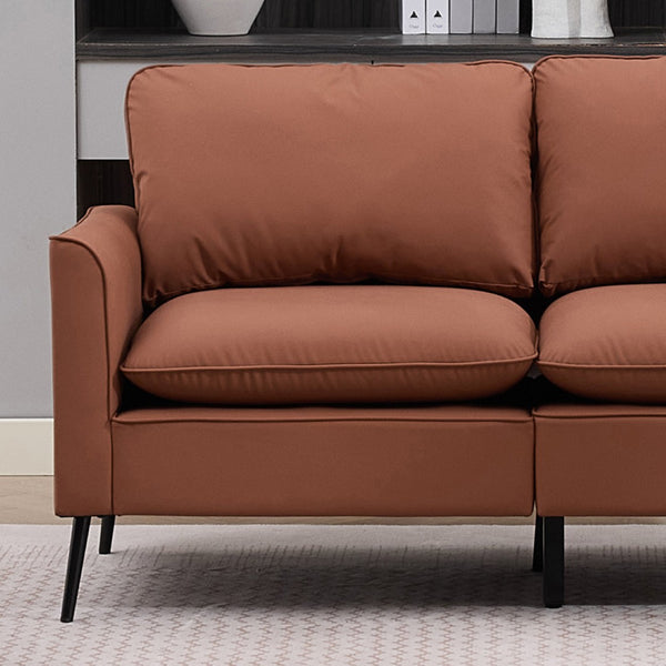 English Elm Ts Cat Paw Faux Leather Accent Chair Nordic Retro Loveseat with Lumbar Support Brown W2311S00012