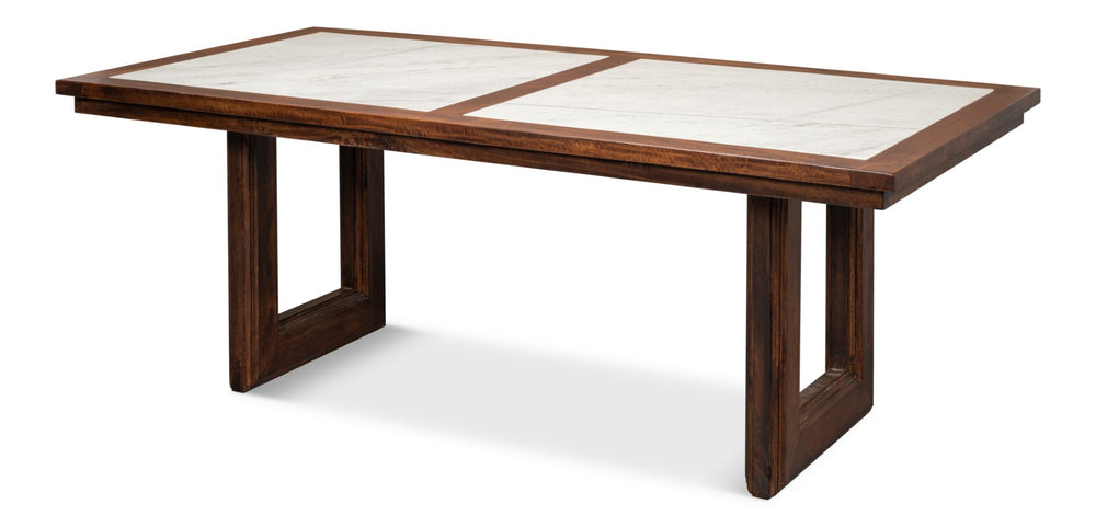 Sarreid Versatilis Dining Table - Elegant Mango Base With Luxurious Marble Top For Timeless Dining Style Brown  53842