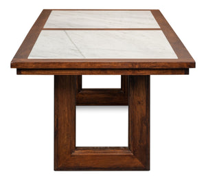 Sarreid Versatilis Dining Table - Elegant Mango Base With Luxurious Marble Top For Timeless Dining Style Brown  53842