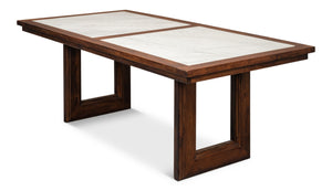 Sarreid Versatilis Dining Table - Elegant Mango Base With Luxurious Marble Top For Timeless Dining Style Brown  53842