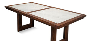 Sarreid Versatilis Dining Table - Elegant Mango Base With Luxurious Marble Top For Timeless Dining Style Brown  53842