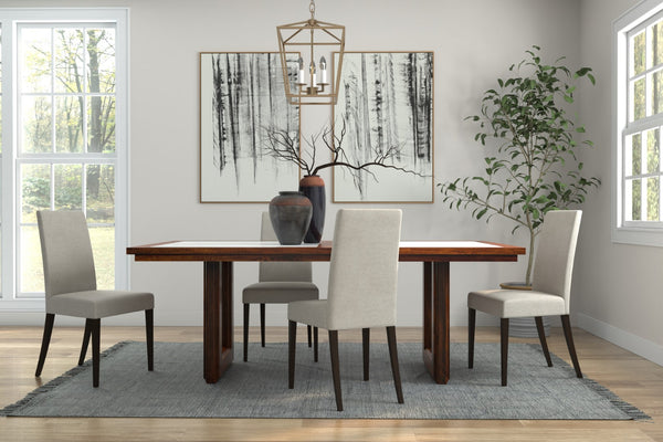 Sarreid Versatilis Dining Table - Elegant Mango Base With Luxurious Marble Top For Timeless Dining Style Brown  53842