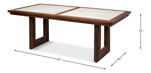 Sarreid Versatilis Dining Table - Elegant Mango Base With Luxurious Marble Top For Timeless Dining Style Brown  53842