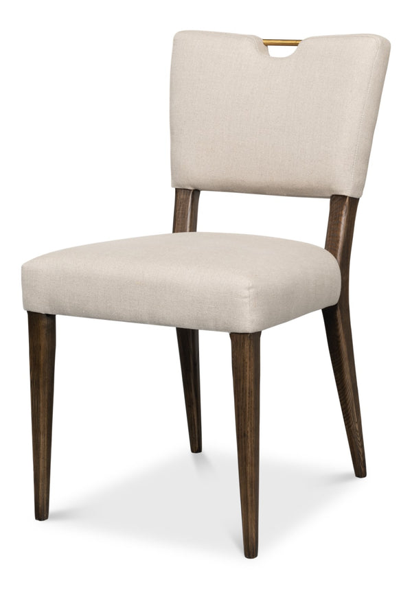 Sarreid Landon Side Chair Set Of 2 - Stylish 100% Linen Upholstery With Sturdy Ash Frame For Any Space Beige  53845