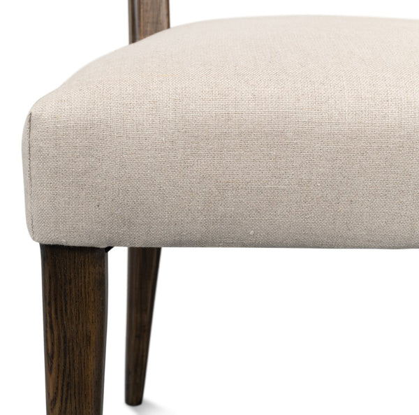Sarreid Landon Side Chair Set Of 2 - Stylish 100% Linen Upholstery With Sturdy Ash Frame For Any Space Beige  53845