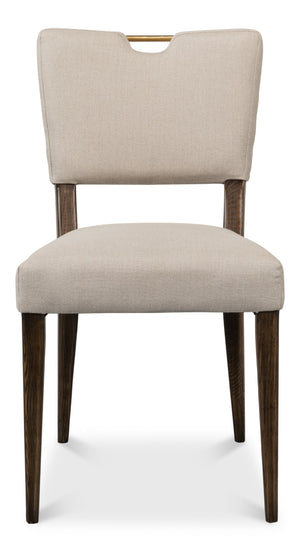 Sarreid Landon Side Chair Set Of 2 - Stylish 100% Linen Upholstery With Sturdy Ash Frame For Any Space Beige  53845