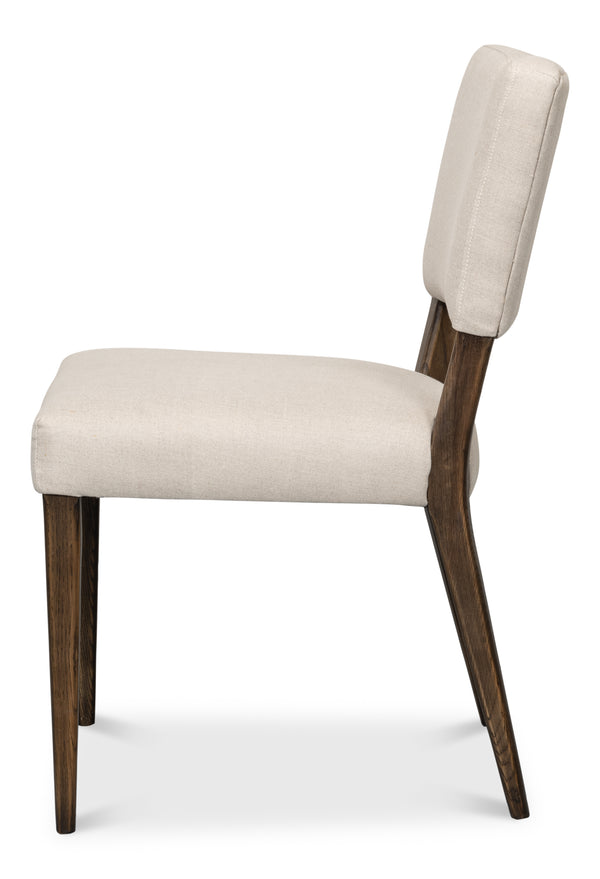 Sarreid Landon Side Chair Set Of 2 - Stylish 100% Linen Upholstery With Sturdy Ash Frame For Any Space Beige  53845
