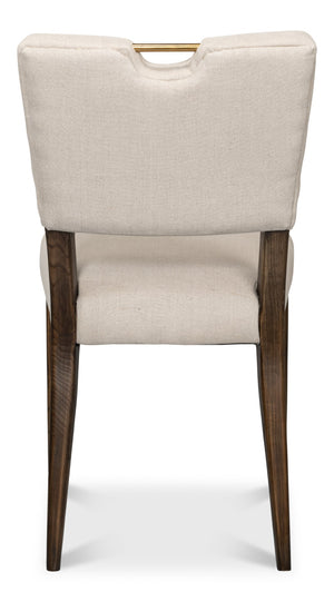 Sarreid Landon Side Chair Set Of 2 - Stylish 100% Linen Upholstery With Sturdy Ash Frame For Any Space Beige  53845