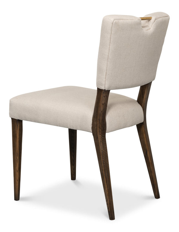 Sarreid Landon Side Chair Set Of 2 - Stylish 100% Linen Upholstery With Sturdy Ash Frame For Any Space Beige  53845