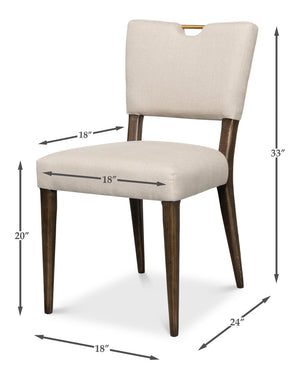 Sarreid Landon Side Chair Set Of 2 - Stylish 100% Linen Upholstery With Sturdy Ash Frame For Any Space Beige  53845