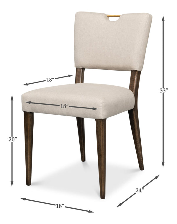 Sarreid Landon Side Chair Set Of 2 - Stylish 100% Linen Upholstery With Sturdy Ash Frame For Any Space Beige  53845