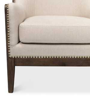 Sarreid Nolan Chair - Luxurious 100% Linen Upholstery With Elegant Ash Frame For Stylish Home Decor Beige  53846