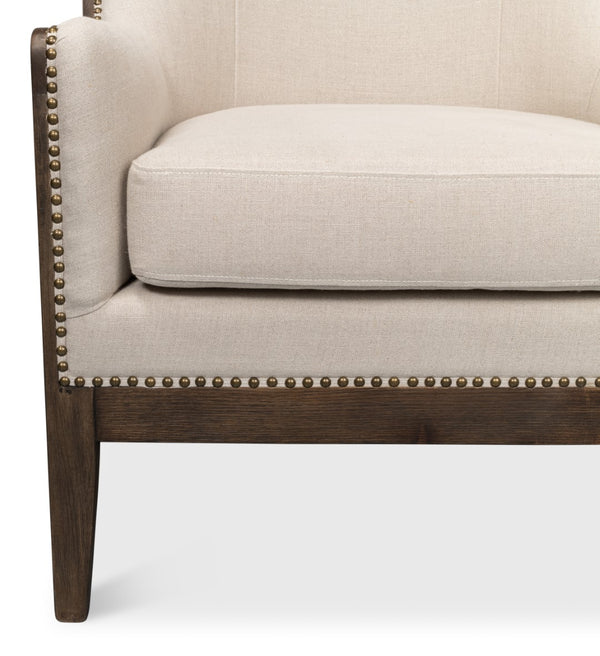 Sarreid Nolan Chair - Luxurious 100% Linen Upholstery With Elegant Ash Frame For Stylish Home Decor Beige  53846