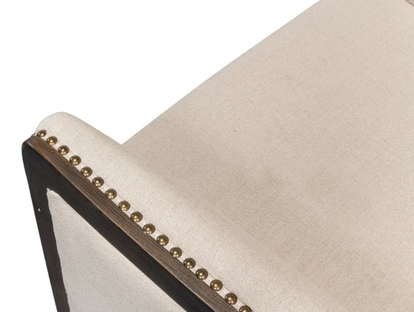 Sarreid Nolan Chair - Luxurious 100% Linen Upholstery With Elegant Ash Frame For Stylish Home Decor Beige  53846