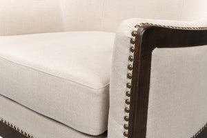 Sarreid Nolan Chair - Luxurious 100% Linen Upholstery With Elegant Ash Frame For Stylish Home Decor Beige  53846