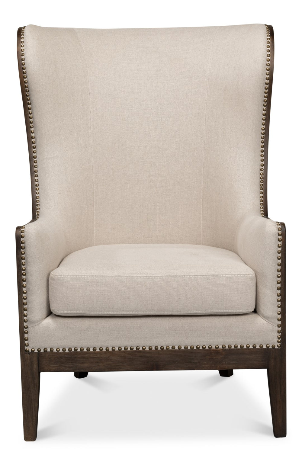 Sarreid Nolan Chair - Luxurious 100% Linen Upholstery With Elegant Ash Frame For Stylish Home Decor Beige  53846