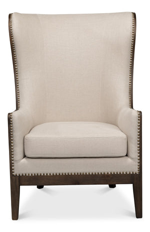 Sarreid Nolan Chair - Luxurious 100% Linen Upholstery With Elegant Ash Frame For Stylish Home Decor Beige  53846