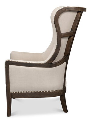 Sarreid Nolan Chair - Luxurious 100% Linen Upholstery With Elegant Ash Frame For Stylish Home Decor Beige  53846