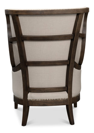 Sarreid Nolan Chair - Luxurious 100% Linen Upholstery With Elegant Ash Frame For Stylish Home Decor Beige  53846