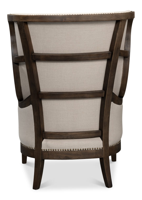 Sarreid Nolan Chair - Luxurious 100% Linen Upholstery With Elegant Ash Frame For Stylish Home Decor Beige  53846