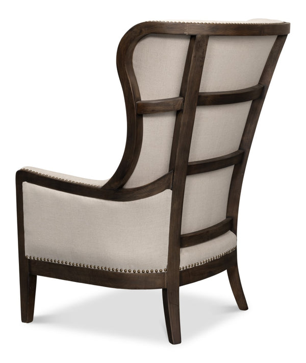 Sarreid Nolan Chair - Luxurious 100% Linen Upholstery With Elegant Ash Frame For Stylish Home Decor Beige  53846