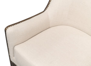 Sarreid Nolan Chair - Luxurious 100% Linen Upholstery With Elegant Ash Frame For Stylish Home Decor Beige  53846