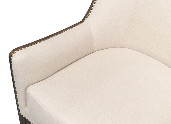 Sarreid Nolan Chair - Luxurious 100% Linen Upholstery With Elegant Ash Frame For Stylish Home Decor Beige  53846