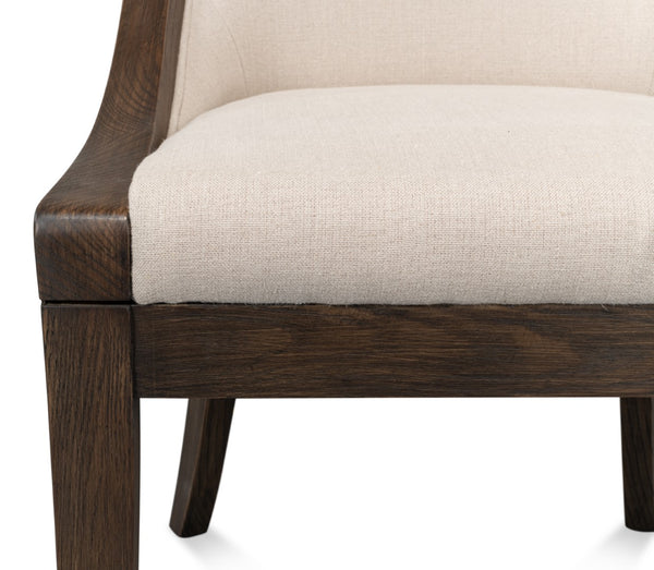 Sarreid Lucas Side Chair - Luxurious 100% Linen Upholstery With Durable Ash Frame For Ultimate Comfort Beige  53847