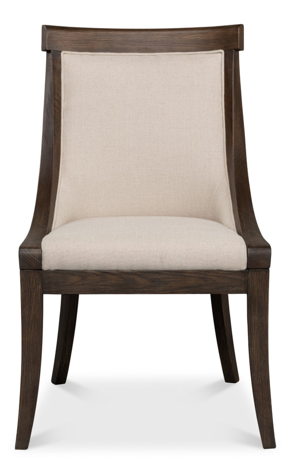 Sarreid Lucas Side Chair - Luxurious 100% Linen Upholstery With Durable Ash Frame For Ultimate Comfort Beige  53847
