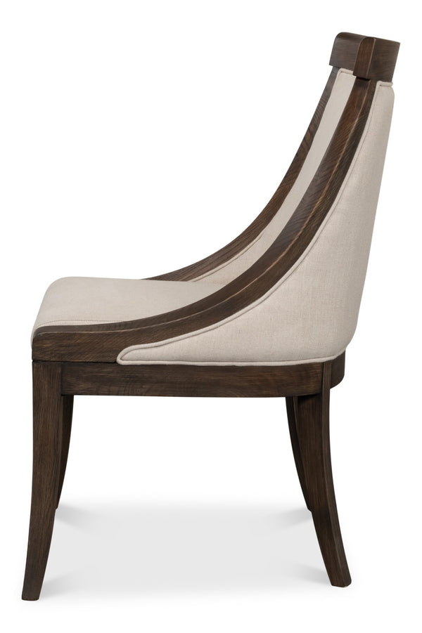 Sarreid Lucas Side Chair - Luxurious 100% Linen Upholstery With Durable Ash Frame For Ultimate Comfort Beige  53847