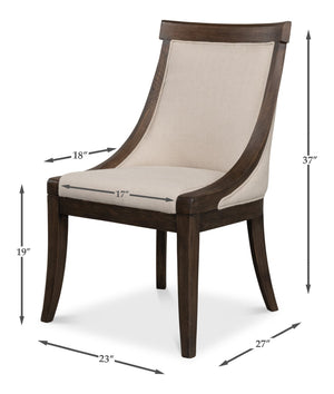 Sarreid Lucas Side Chair - Luxurious 100% Linen Upholstery With Durable Ash Frame For Ultimate Comfort Beige  53847