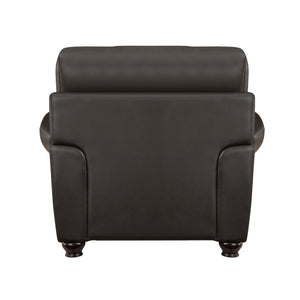 English Elm 1pc Top-grain Leather Accent Chair Rolled Arms Nailhead Trim Traditional Living Room B011P204075