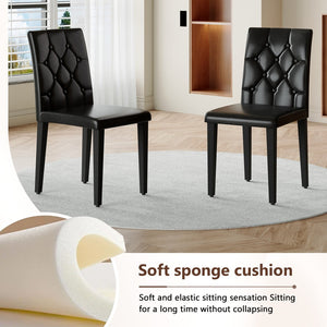 English Elm Table And Chair Set - Modern Black Wood Dining Table With Ergonomic Pu Leather Chairs For Comfort W1151S04311-GIGA