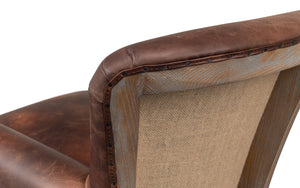 Sarreid Benjamin Chair - Luxurious Top Grain Leather With Stylish Ash Frame And Eco-friendly Jute Accent Brown  53851