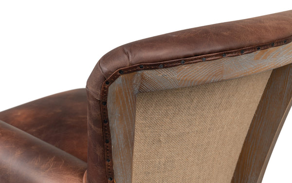 Sarreid Benjamin Chair - Luxurious Top Grain Leather With Stylish Ash Frame And Eco-friendly Jute Accent Brown  53851
