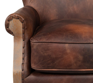 Sarreid Benjamin Chair - Luxurious Top Grain Leather With Stylish Ash Frame And Eco-friendly Jute Accent Brown  53851