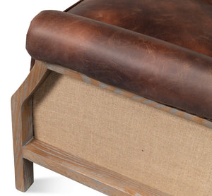 Sarreid Benjamin Chair - Luxurious Top Grain Leather With Stylish Ash Frame And Eco-friendly Jute Accent Brown  53851